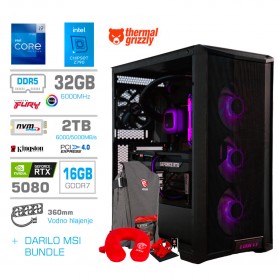 Gaming računalnik MEGA S10 Intel Core i9-12900KF | RTX5080 | 32GB-DDR5 | 2TB-NVMe | Brez OS | ČRN + Estetski kabli