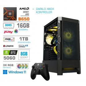 Gaming računalnik MEGA S8 AMD Ryzen 5-7600 | RTX5060 | 16GB-DDR5 | 1TB-NVMe | Win 11 Home | Črn + Estetski kabli * DARILO *