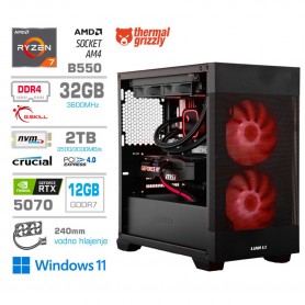 Gaming računalnik MEGA S7X AMD Ryzen 7-5800X | RTX5070 | 32GB | 2TB-NVMe | Win 11 Home | Črn + Estetski kabli