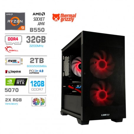 Računalnik MEGA MT S7X R9-5950X/RTX 5070/32GB/2TB-4.0/750W/Brez OS/črna RGB + Estetski napaja...