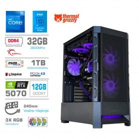 Gaming računalnik MEGA S8 Intel Core i7-12700K | RTX5070 | 32GB | 1TB-NVMe | Brez OS | Črn + Estetski kabli