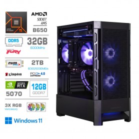 Gaming računalnik MEGA S8 AMD Ryzen 5-9600X | RTX5070 | 32GB-DDR5 | 2TB-NVMe | Win 11 Home | Črn + Estetski kabli
