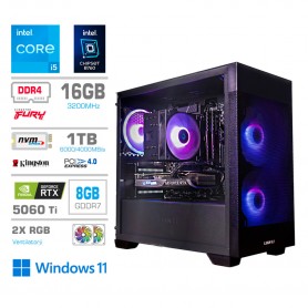 Gaming računalnik MEGA S7X Intel Core i5-13400F | RTX5060Ti | 16GB | 1TB-NVMe | Win 11 Home | Črn