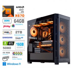 Gaming računalnik MEGA S11 AMD Ryzen 9-9950X | RTX5080 | 64GB-DDR5 | 4TB-NVMe | Win 11 Home | Črn + Estetski kabli