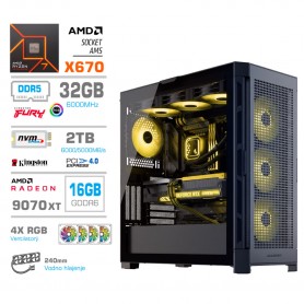 Gaming računalnik MEGA S11 AMD Ryzen 7-9700X | RX9070 XT | 32GB-DDR5 | 2TB-NVMe | Brez OS | Črn + Estetski kabli