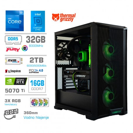 Gaming računalnik MEGA S10 Intel Core i7-12700K | RTX5070Ti | 32GB-DDR5 | 2TB-NVMe | Brez OS | Črn + Estetski kabli