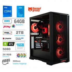 Gaming računalnik MEGA S10 Intel Core i7-14700K | RTX5080 | 64GB-DDR5 | 2TB-NVMe | Brez OS | Črn + Estetski kabli
