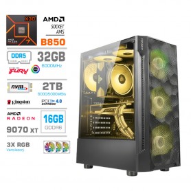 Gaming računalnik MEGA S7 AMD Ryzen 7-7800X3D | RX9070 XT | 32GB-DDR5 | 2TB-NVMe | Brez OS | Črn + Estetski kabli
