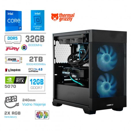Računalnik MEGA MT S7X i7-14700K/RTX5070/32GB-DDR5/1TB/750W/Brez OS/črna RGB + Estetski napaj...