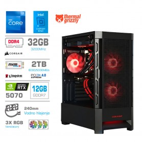 Računalnik MEGA MT S8 i7-12700K/RTX5070/32GB/2TB/750W/Brez OS/črna RGB + Estetski napajalni k...