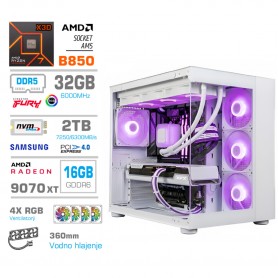 Gaming računalnik MEGA S5 AMD Ryzen 7-9850X3D | RX9070 XT | 32GB-DDR5 | 2TB-NVMe | Brez OS | Bel + Estetski kabli
