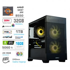 Računalnik MEGA MT S7X R9-5950X/RTX5060Ti-16GB/32GB/1TB/750W/Brez OS/RGB + Estetski napajalni ...