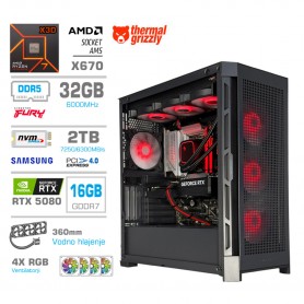 Gaming računalnik MEGA S11 AMD Ryzen 7-9800X3D | RTX5080 | 32GB-DDR5 | 2TB-NVMe | Brez OS | Rdeča-Črna + Estetski kabli