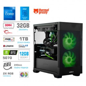 Gaming računalnik MEGA S7X Intel Core i7-12700K | RTX5070 | 32GB | 1TB-NVMe | Brez OS | Črn + Estetski kabli