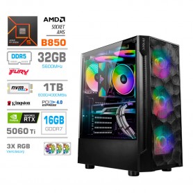 Gaming računalnik MEGA S7 AMD Ryzen 5-9600X | RTX5060Ti-16GB | 32GB-DDR5 | 1TB-NVMe | Brez OS
