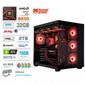 Gaming računalnik MEGA S5 AMd Ryzen 7-7800X3D | RTX5070Ti | 32GB-DDR5 | 2TB-NVMe | Brez OS | Črn + Estetski kabli