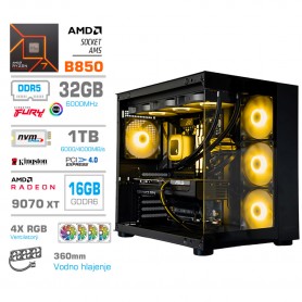 Gaming računalnik MEGA S5 AMD Ryzen 7-7700X | RX9070 XT | 32GB-DDR5 | 1TB-NVMe | Brez OS | Črn + Estetski kabli