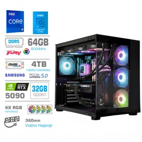 Gaming računalnik MEGA S5 Intel Core i9-14900K | RTX5090 | 64GB-DDR5 | 4TB-NVMe (5.0) | Brez OS | Črn + Estetski kabli