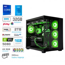 Gaming računalnik MEGA S5 Intel Core i9-14900KF | RTX5080 | 32GB-DDR5 | 2TB-4.0 | Brez OS | Črn + Estetski kabli