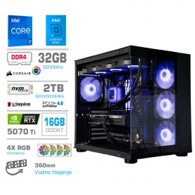 Gaming računalnik MEGA S5 Intel Core i7-14700 | RTX5070Ti | 32GB | 2TB-NVMe | Brez OS | Črn + Estetski kabli