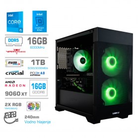 Gaming računalnik MEGA S7X Intel i5-14400F | RX9060 XT | 16GB | 1TB-NVMe | Brez OS | Črn + Estetski kabli