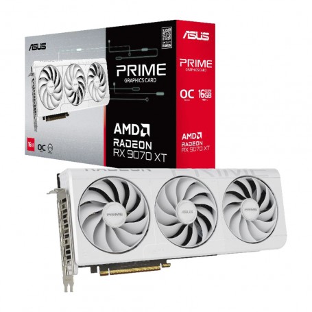 Grafična kartica AMD RX9070 XT Asus Prime OC Edition bela - 16GB GDDR6 | 1xHDMI 2.1b 3xDispla...