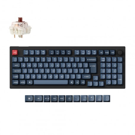 Tipkovnica brezžična, bluetooth, USB Keychron V5 Max mehanska rjava stikala UK | črna siva R...