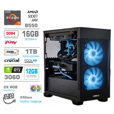 Računalnik MEGA MT S7X R7-5700X/RTX3060/16GB/1TB/750W/Brez OS/rumena črna RGB + Estetski napa...